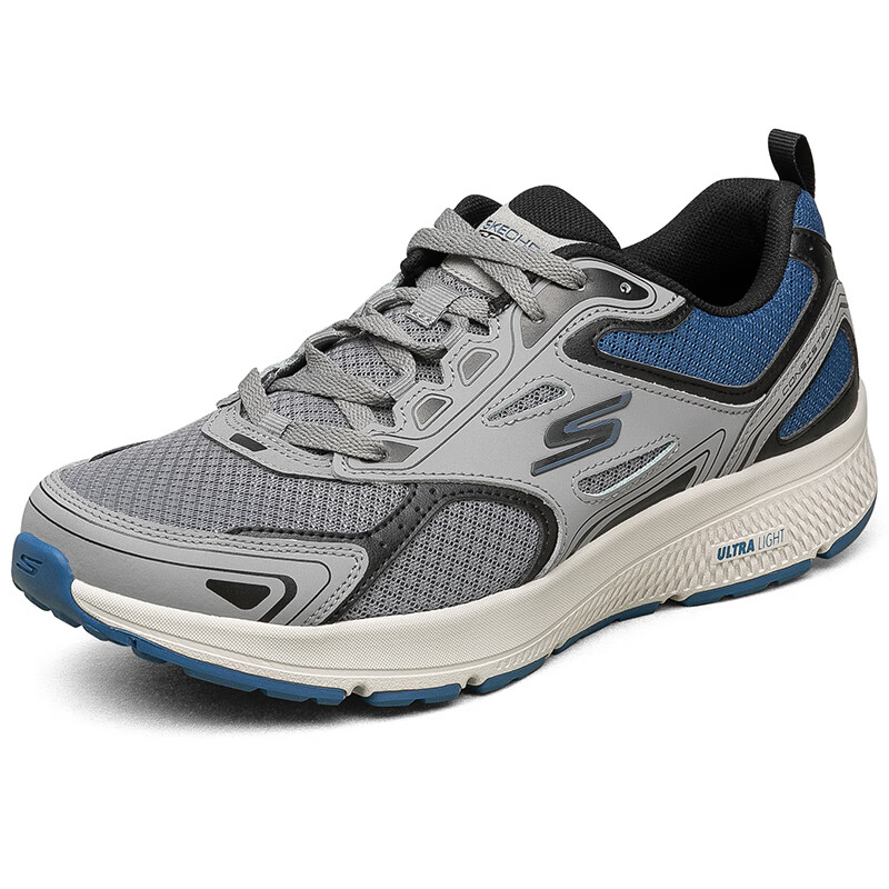 斯凯奇Skechers男鞋 2024秋季新款轻便舒适运动鞋薄款透气休闲鞋软底网面跑步鞋 220081-GYBL