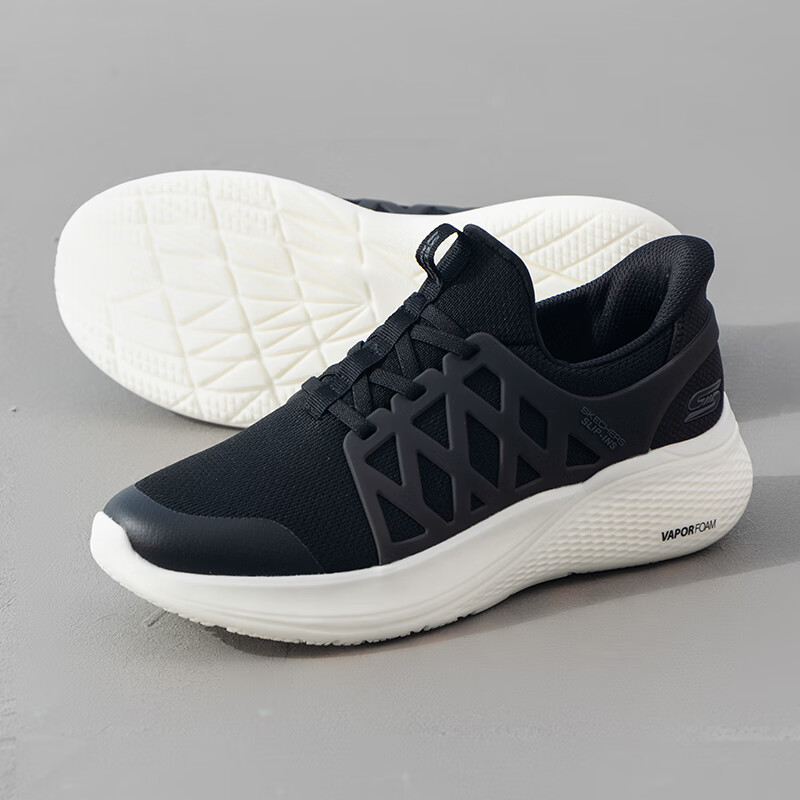 斯凯奇Skechers男鞋秋冬2024新款厚底休闲运动鞋轻质耐磨防滑健步鞋 118308-BLK