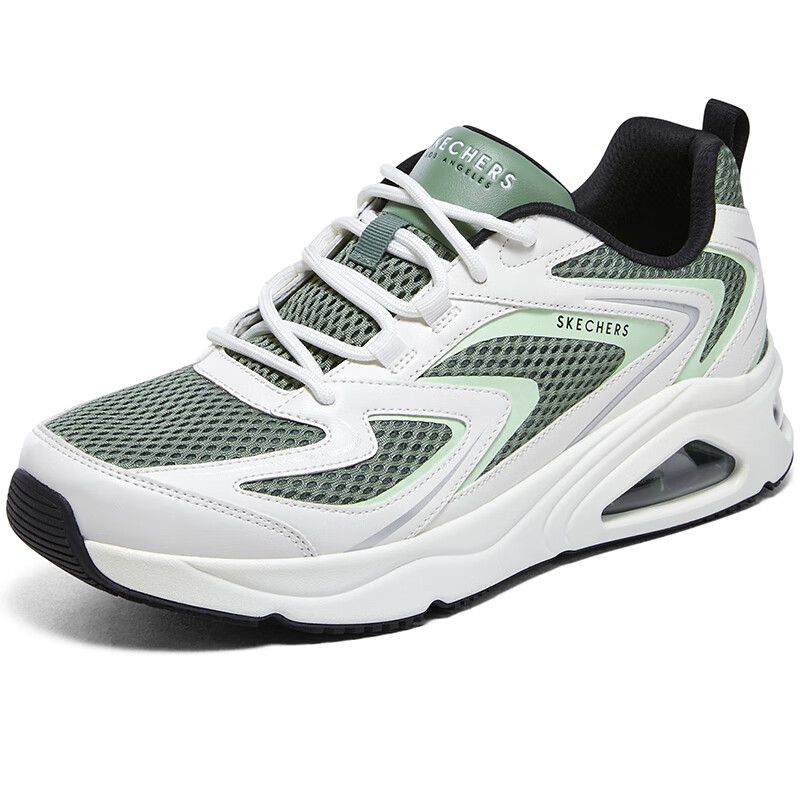 斯凯奇Skechers男鞋 2024秋季新款防滑耐磨运动鞋轻便透气休闲鞋网面气垫跑步鞋 183079-SAGE