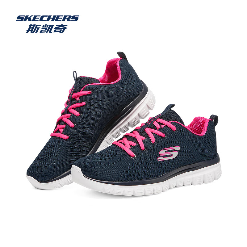 斯凯奇Skechers鞋运动鞋男女透气跑步鞋妈妈鞋健步鞋中年爸爸鞋子 12615-NVHP