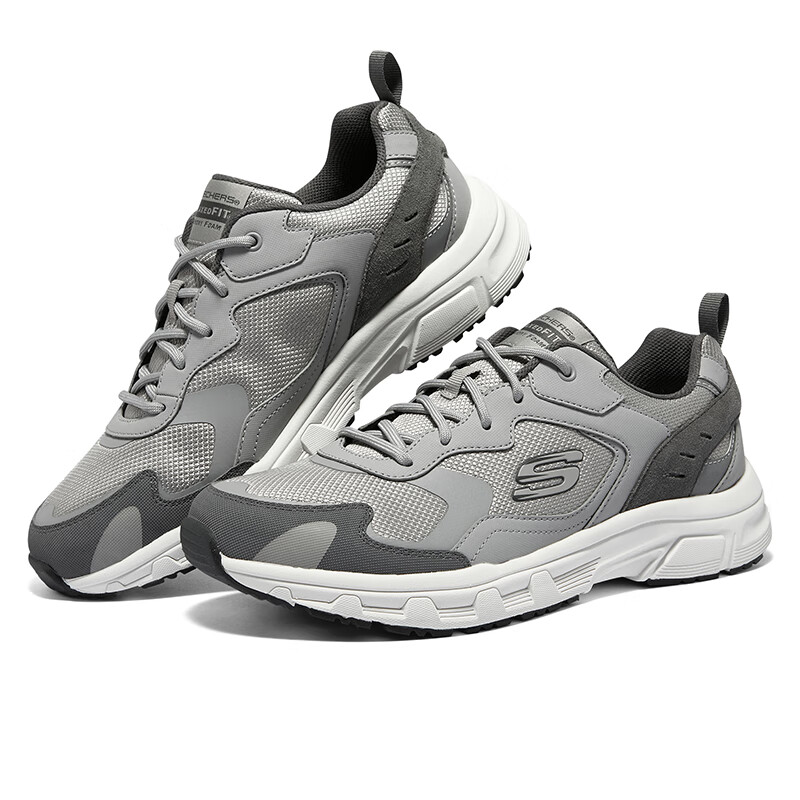 斯凯奇Skechers男鞋秋冬2024新款黑武士户外运动鞋厚底增高老爹鞋轻便减震休闲鞋 894272-GRY