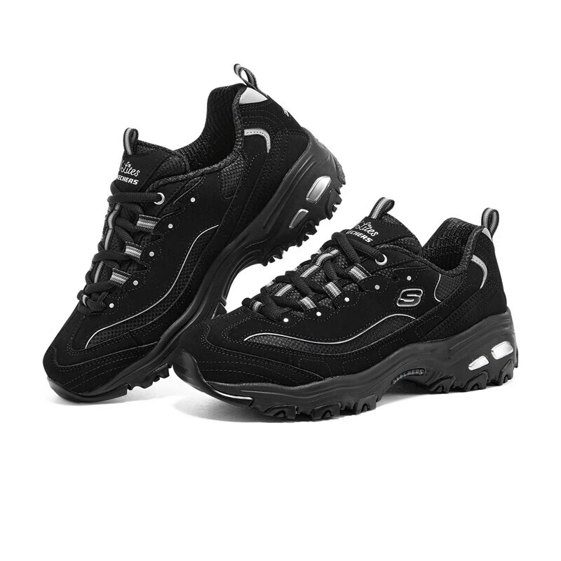 斯凯奇SKECHERS男女鞋情侣同款熊猫鞋休闲运动鞋增高缓震老爹鞋 66666179