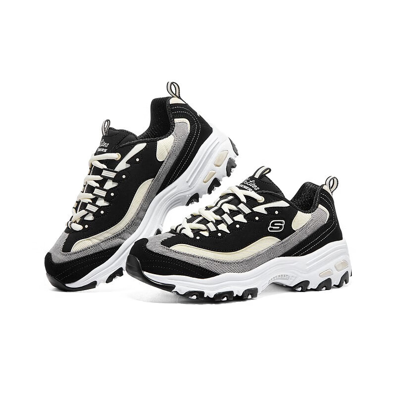 斯凯奇Skechers女鞋奶茶熊灯芯绒拼接厚底老爹鞋休闲运动鞋 149906