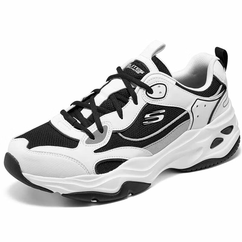 斯凯奇Skechers男鞋秋冬2024新款复古熊猫鞋休闲鞋防滑耐磨运动鞋厚底增高老爹鞋 894249-WBK