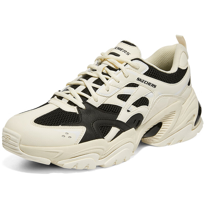 斯凯奇Skechers男鞋秋冬2024新款厚底增高老爹鞋舒适缓震休闲鞋百搭运动鞋机甲鞋 237234-NTBK
