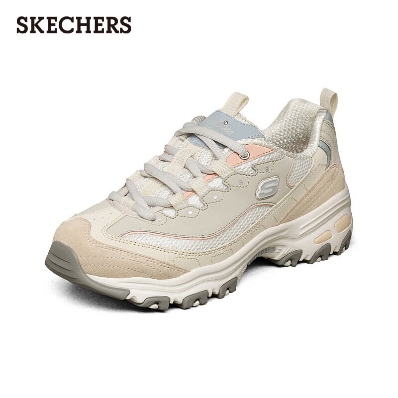 斯凯奇Skechers时尚休闲运动鞋女款拼接厚底老爹鞋熊猫鞋莫兰迪色复古149238-NAT