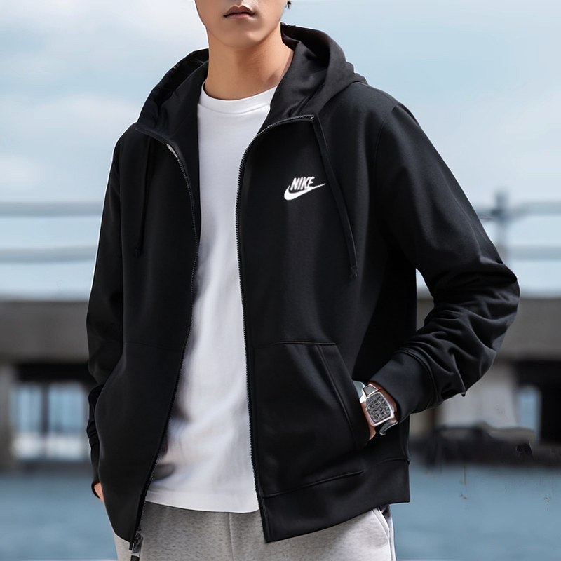 耐克官方外套男装正品春秋新款连帽运动服针织夹克男士卫衣BV2649-010