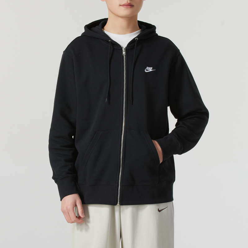 NIKE耐克正品男装夹克秋季新款舒适休闲运动服毛圈连帽针织外套男FN3885-010
