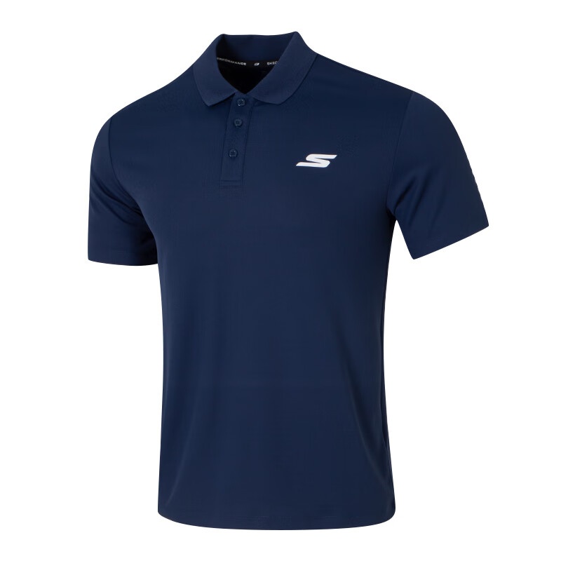 斯凯奇Polo衫男25新款翻领短袖T恤健身短袖半袖运动服P122M053-02MZ